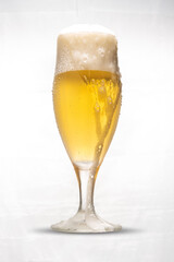 Beer, glass of cold beer with white background, selective focus.