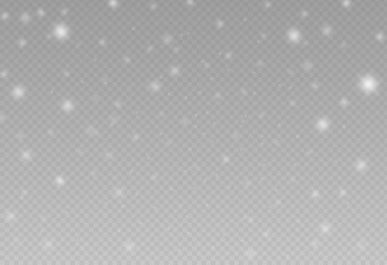 Christmas bokeh falling snow isolate on png or transparent  background with sparkling  snowflake, star light  for New Year, Birthdays, Special event, luxury card,  rich style.  illustration