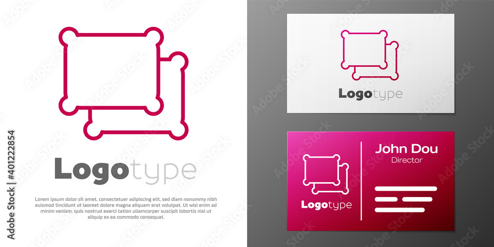 Poster logotype line rectangular pillow icon isolated on white background. cushion sign. logo design templa