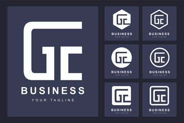Minimalistic GE letter logo with several versions
