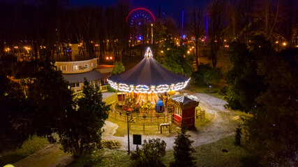 New Year's Installations. Gorky New Year's Park. Ukraine. Europe.