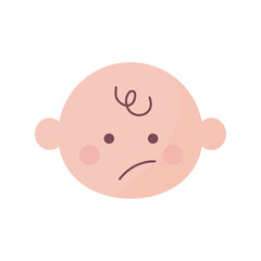 cute baby head sad flat style