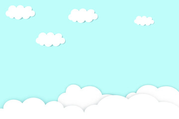 Blue sky with clouds, vector seamless pattern. Abstract white cloudy set isolated on blue background. Vector illustration