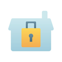 house with padlock line style icon