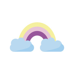 rainbow and clouds flat style icon