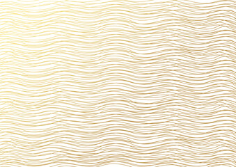 Gold luxurious line pattern with hand drawn lines. Golden wavy striped, Abstract background, vector illustration