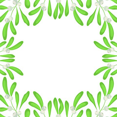 Vector background with white mistletoe; for greeting cards, invitations, posters, banners.
