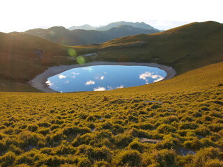 a high altitude lake embeded in the mountains in Taitung