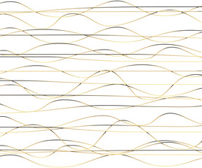 Gold luxurious line pattern with hand drawn lines. Golden wavy striped, Abstract background, vector illustration