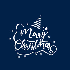 Merry Christmas white hand lettering inscription to winter holiday design. Creative typography for Holiday Greeting Gift Poster. Calligraphy Font style Banner – Vector Illustrator