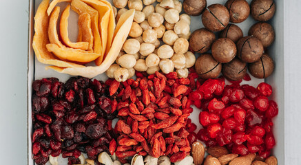 Collection of different varieties of nuts