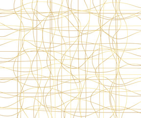 Gold luxurious line pattern with hand drawn lines. Golden wavy striped, Abstract background, vector illustration