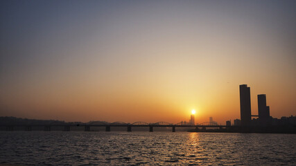 Beautiful twilight with the gradient sky before sunset.