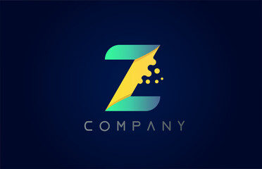 Z yellow green letter logo icon. Creative alphabet design for company and business