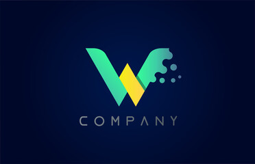 W yellow green letter logo icon. Creative alphabet design for company and business