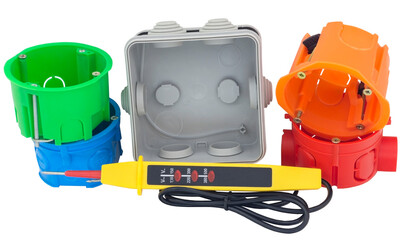 plastic electrical junction box and Voltage tester