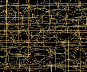 Gold luxurious line pattern with hand drawn lines. Golden wavy striped, Abstract background, vector illustration