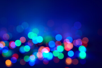 Bokeh abstract blue texture. Colorful. Defocused background.