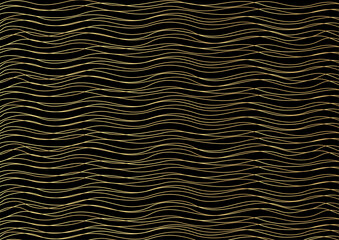 Gold luxurious line pattern with hand drawn lines. Golden wavy striped, Abstract background, vector illustration