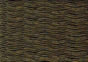 Gold luxurious line pattern with hand drawn lines. Golden wavy striped, Abstract background, vector illustration