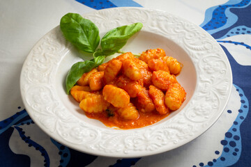 Gnocchi alla Sorrentina, tipico piatto della cucina Campana, Cibo Italiano