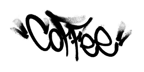 Coffee. Sprayed lettering made in black paint on a white background. Vector illustration of graffiti art. © Yevhen