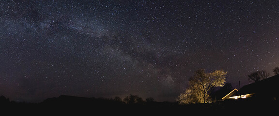 Fototapeta premium Starry night sky with Milky Way galaxy