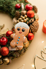 Christmas cookies, holidays celebration, warm bakery background, gingerbread 