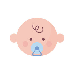 cute baby head with pacifier flat style icon