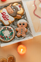 Christmas cookies, holidays celebration, warm bakery background, gingerbread 