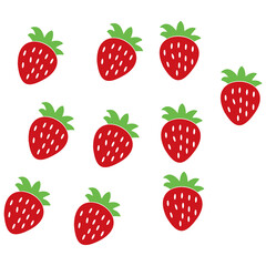 strawberry - fruit set, icon vector sign