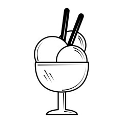 restaurant ice cream scoops in cup in line style