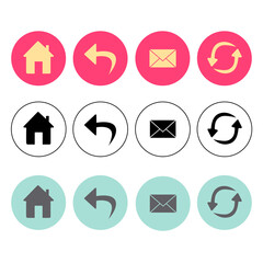 Icons for the site Home, Back, Write, Update