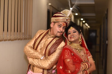 Indian Bride Groom posing for photo shoot during the wedding ceremony