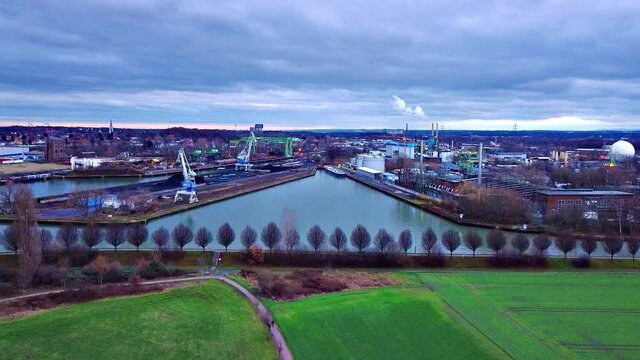Harbor in the city of Dortmund Dorsten