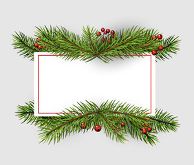 Square frame with spruce branches.