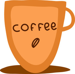 
cute brown hand drawn coffee cup. Vector icon illustration