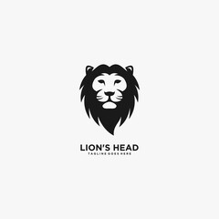Lion Head Silhouette Logo Illustration Vector.