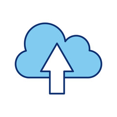 cloud computing with arrow up line style icon