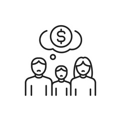 Needy family line color icon. Sign for web page, mobile app