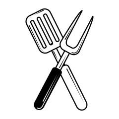 restaurant fork and spatule cutlery in line style