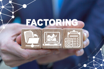 Business concept of factoring. Modern marketing financial relationship - deferment of payment...