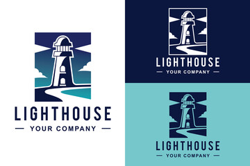 Fototapeta premium Night Lighthouse Logo Design
