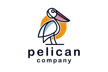Pelican Mono Line Logo Design