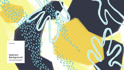 Obraz premium Abstract background illustration. Colorful geometric and hand drawn shapes, textures. Decorative wallpaper, backdrop. Eps10 vector.