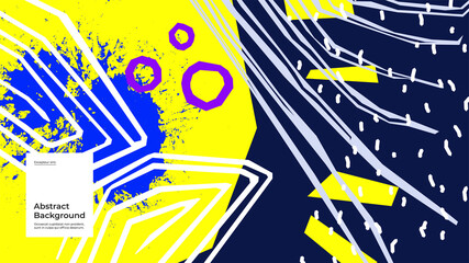 Abstract background illustration. Neon spots, dots and paint strokes. Decorative wallpaper, backdrop. Hand drawn texture, decor elements and shapes. Eps10 vector.
