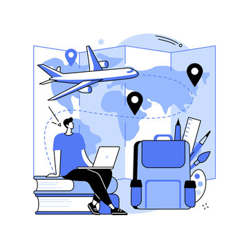 travel planning man laptop airplane map clip art preview