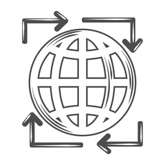 globe map world topography arrows border icon