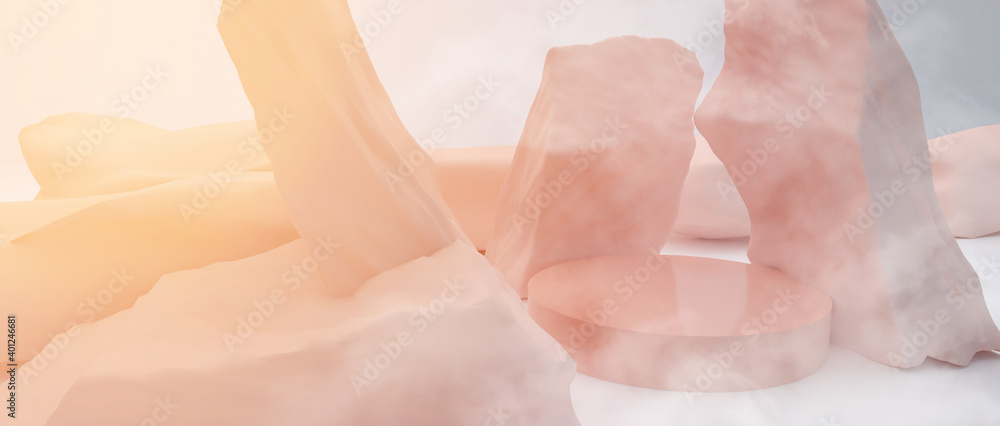 Poster abstract pink color geometric stone and rock background, minimalist mockup for podium display or sho