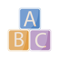 alphabet blocks baby toy flat style icon